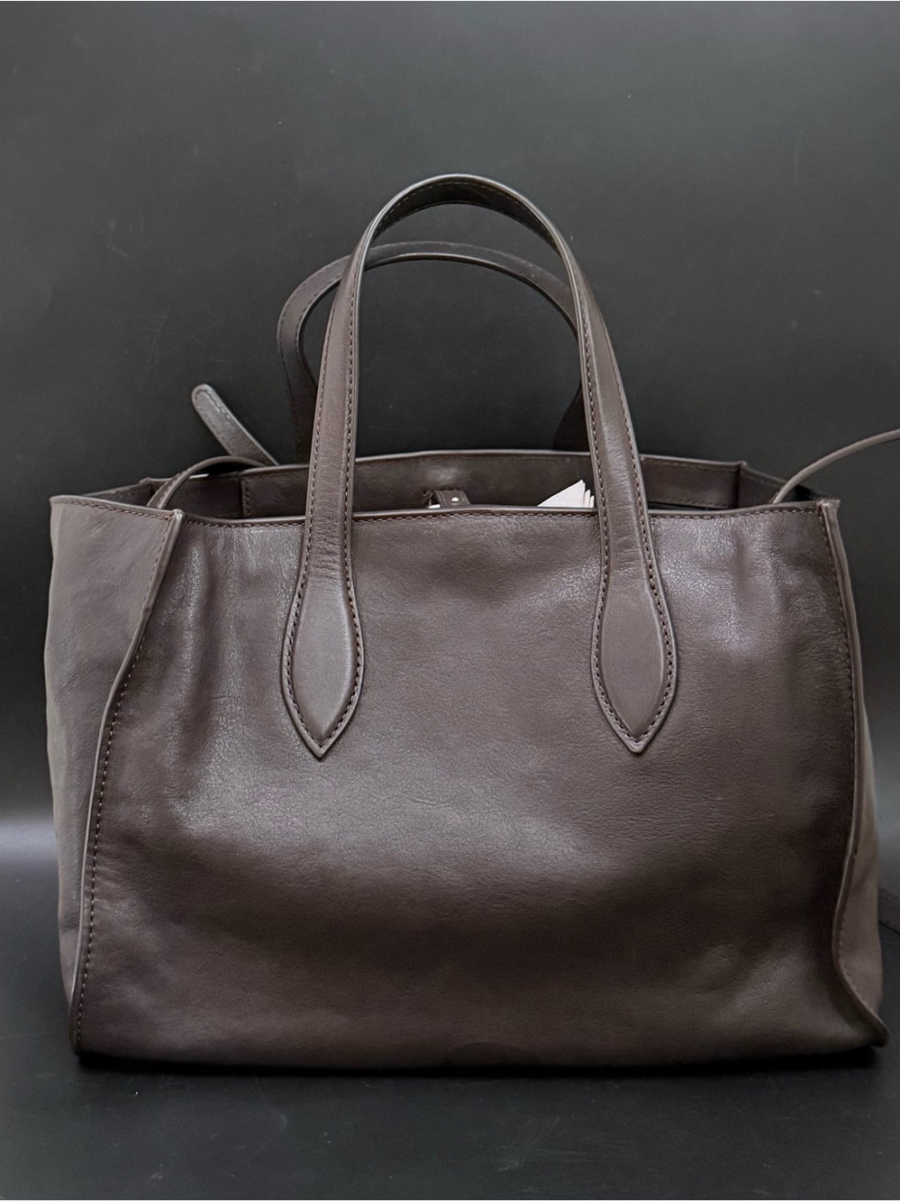 MASSIMO DUTTI Nappa Leather Brown Medium MD Icon Tote Bag